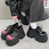 VINTAGE FLAT PLATFORM SHOES LACE UP