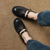 ROUND TOE CHUNKY HEEL MARY JANE LOAFERS