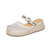 CASUAL WEDGE PLATFORM ESPADRILLE SANDALS WITH BOW TIE