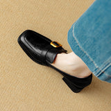 COMFORTABLE ROUND TOE CHUNKY HEEL LOAFERS