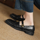 VINTAGE ROUND TOE CHUNKY HEEL MARY JANE LOAFERS
