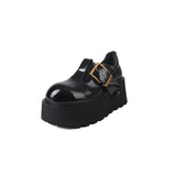 COMFORTABLE FLAT PLATFORM SHOES T-STRAP