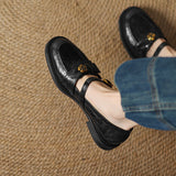 ROUND TOE CHUNKY HEEL MARY JANE LOAFERS