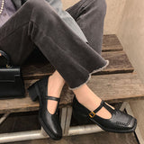 T STRAP LOAFERS PUMPS LOW HEEL