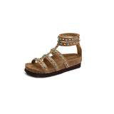 COMFORTABLE BOHO RIVET FLAT SANDALS PLATFORM