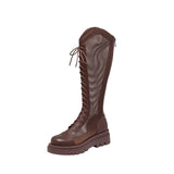 BROWN-KNEE-HIGH-PLATFORM-MESH-BOOTS