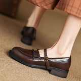 ROUND TOE CHUNKY HEEL MARY JANE LOAFERS