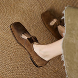 SQUARE TOE BOW TIE MARY JANE FLATS