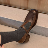 T STRAP LOAFERS PUMPS LOW HEEL