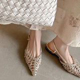 CLOSED-TOE CHUNKY HEEL HOLLOW SLINGBACK SANDALS