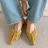 CLOSED-TOE CHUNKY HEEL HOLLOW SLINGBACK SANDALS