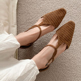 CLOSED-TOE KITTEN HEEL SANDALS