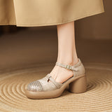 COMFORTABLE CLOSED TOE T-STRAP PLATFORM HEELS