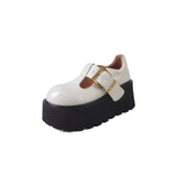 COMFORTABLE FLAT PLATFORM SHOES T-STRAP