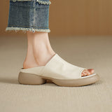 COMFORTABLE FLAT PLATFORM SLIDE SANDALS