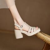 COMFORTABLE PLATFORM HEELS SLIDE SANDALS