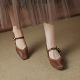 SQUARE TOE BLOCK HEEL SHOES FOR WOMEN