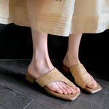 WOVEN RAFFIA SLIPPER SANDALS