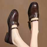 ROUND TOE CHUNKY HEEL MARY JANE LOAFERS