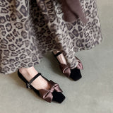 SQUARE TOE BOW TIE MARY JANE SHOES