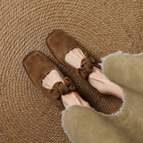 SQUARE TOE BOW TIE MARY JANE FLATS