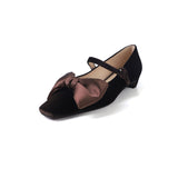 SQUARE TOE BOW TIE MARY JANE SHOES