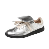LADIES-CASUAL-FLAT-SNEAKERS-SILVER
