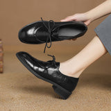 ROUND TOE CHUNKY HEEL LACE UP LOAFERS