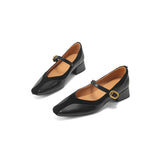 SQUARE TOE BLOCK HEEL SHOES FOR WOMEN