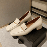CHUNKY HEEL LOAFERS with METAL CHAIN