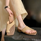 WOVEN RAFFIA SLIPPER SANDALS