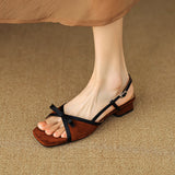 SUARE-TOE-SINGBACK-SANDALS-HEEL-BOW-TIE