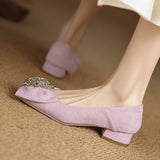 ELEGANT RHINESTONES LOW HEEL SHOES