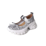 PLATFORM MARY JANE SNEAKERS WITH BOW TIE