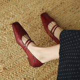 RETRO SQUARE TOE MARY JANE WEDGE HEELS