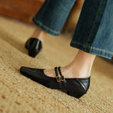 RETRO SQUARE TOE MARY JANE WEDGE HEELS