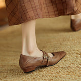 RETRO SQUARE TOE MARY JANE WEDGE HEELS