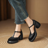 T-STRAP PLATFORM HEELS CLOSED TOE