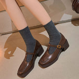 T STRAP LOAFERS PUMPS LOW HEEL