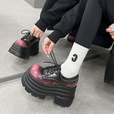 VINTAGE FLAT PLATFORM SHOES LACE UP