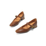 SQUARE TOE BLOCK HEEL SHOES FOR WOMEN