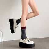 COMFORTABLE FLAT PLATFORM SHOES T-STRAP