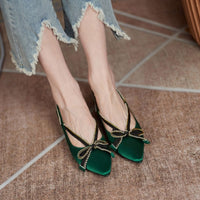 POINTED TOE BOW FLAT SHOES