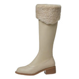 LEATHER-LONG-MID-HEEL-BOOTS-WHITE