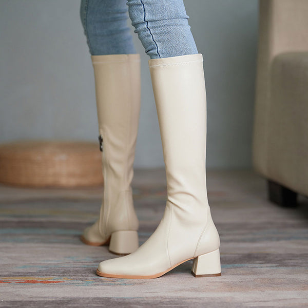 WHITE-LEATHER-KNEE-HIGH-BOOTS-HEELS
