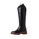 ROUND TOE CHUNKY HEEL LONG BOOTS for WOMEN