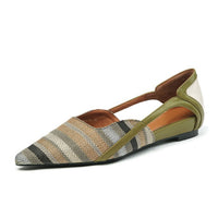 Ladies Pointed Toe Woven Striped Flat Sandals Slingback