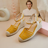 Ladies Pointed Toe Espadrilles Wedge Sandals Shoes Lace Up