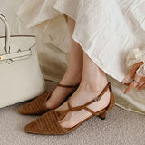 CLASSY CLOSED-TOE KITTEN HEEL SANDALS