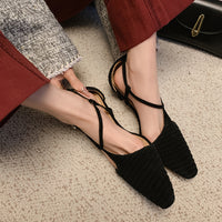 CLASSY CLOSED-TOE KITTEN HEEL SANDALS